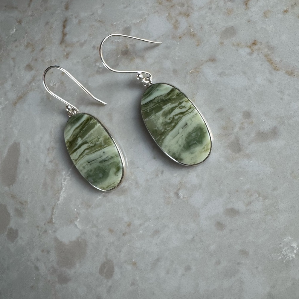 NWOT Sundance Green Waves Earrings, Serpentine, Sterling Silver - Picture 3 of 4